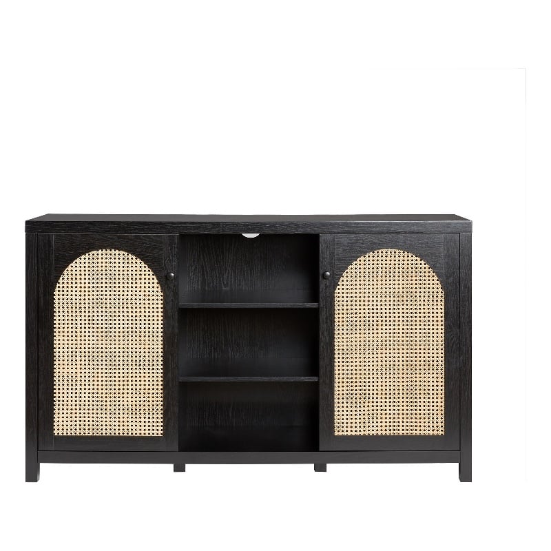 Pemberly Row Modern Arched Rattan 2-Door Wood Sideboard 58