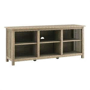 Pemberly Row Contemporary 58&quot Slatted Side Wood Console in Driftwood