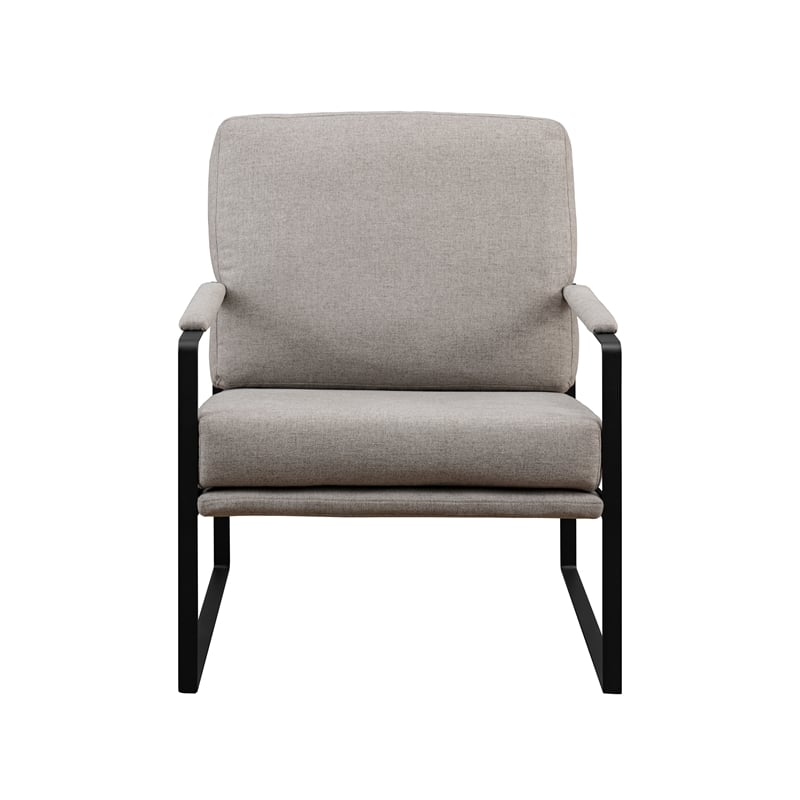 Pemberly Row Contemporary Metal Arm Accent Chair in Mushroom / Black