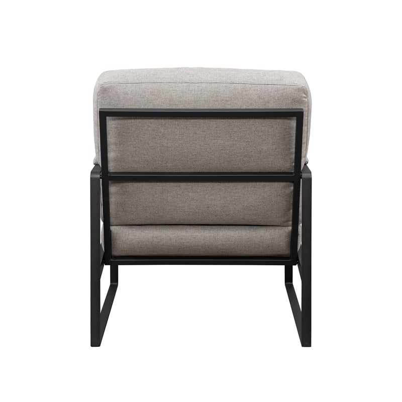 Pemberly Row Contemporary Metal Arm Accent Chair in Mushroom / Black