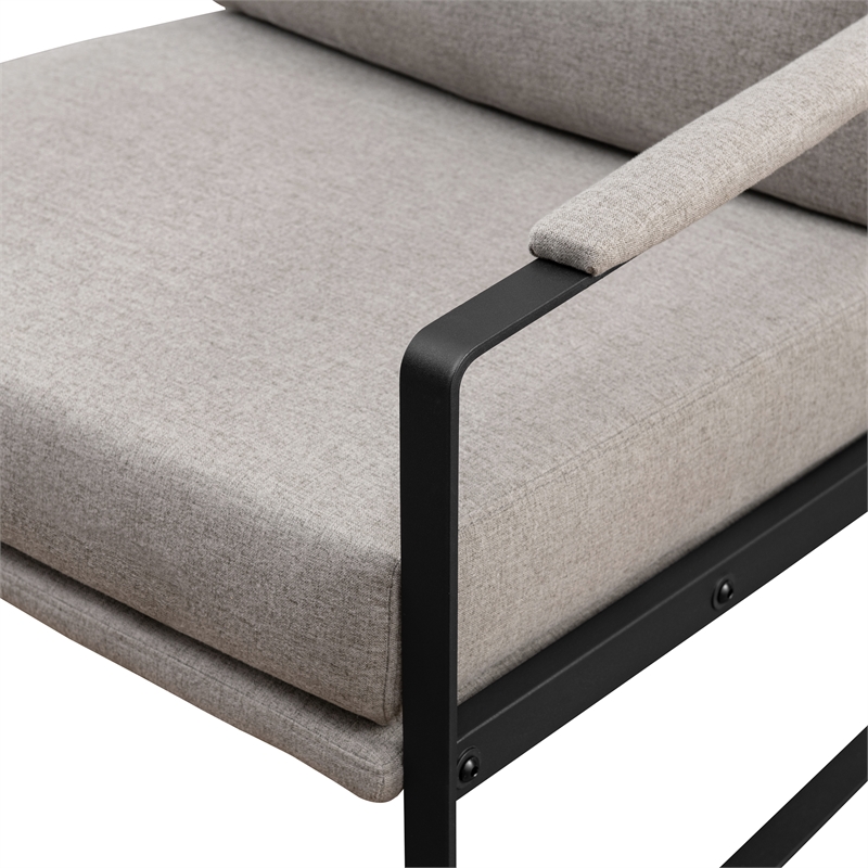 Pemberly Row Contemporary Metal Arm Accent Chair in Mushroom / Black