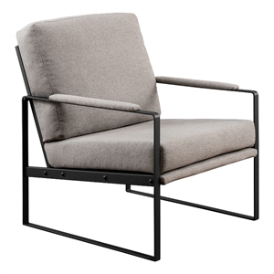 Pemberly Row Contemporary Metal Arm Accent Chair in Mushroom / Black