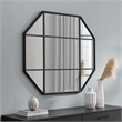 Pemberly Row Contemporary Metal and Glass Windowpane Mirror in Black