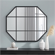 Pemberly Row Contemporary Metal and Glass Windowpane Mirror in Black