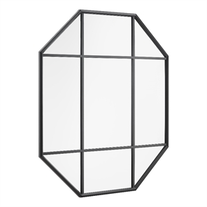 Pemberly Row Contemporary Metal and Glass Windowpane Mirror in Black