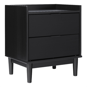 Pemberly Row 20&quot Solid Wood 2-Drawer Nightstand with Gallery - Black