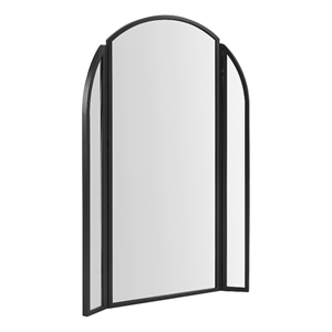 Pemberly Row 48&quot Metal Arched Wall Mirror with Hinging Sides - Black