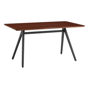 Pemberly Row 60&quot Industrial Solid Wood and Metal Dining Table - Dark Walnut