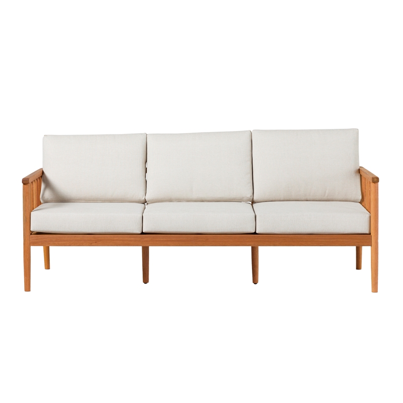 Pemberly Row Modern Outdoor Solid Wood Spindle Style Triple Lounge - Natural