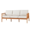 Pemberly Row Modern Outdoor Solid Wood Spindle Style Triple Lounge - Natural