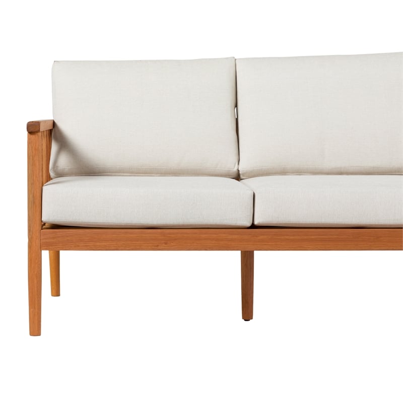 Pemberly Row Modern Outdoor Solid Wood Spindle Style Triple Lounge - Natural