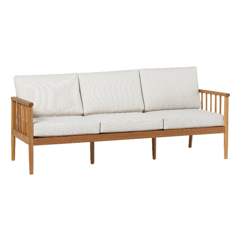 Pemberly Row Modern Outdoor Solid Wood Spindle Style Triple Lounge - Natural