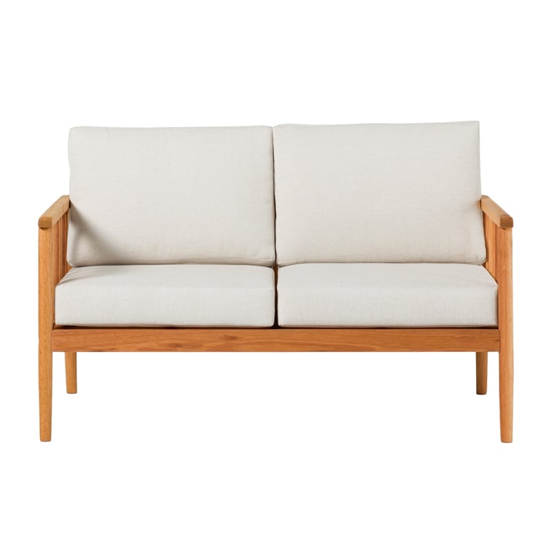 Pemberly Row Modern Outdoor Solid Wood Spindle Style Double Lounge - Natural