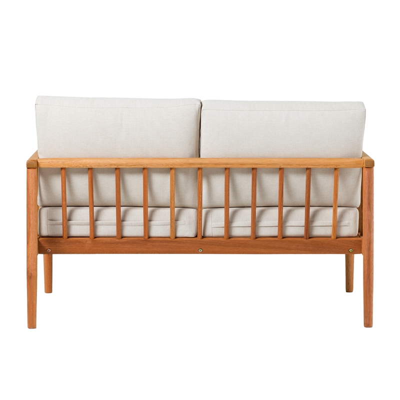 Pemberly Row Modern Outdoor Solid Wood Spindle Style Double Lounge - Natural