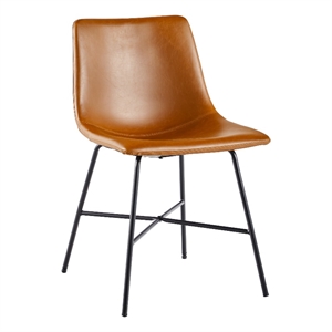 Pemberly Row Upholstered Dining Chair with Metal X Base - 2pk- Whiskey Brown