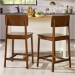 Pemberly Row 2-Piece Minimalist Solid Wood Counter Stool - Set of 2 - Walnut