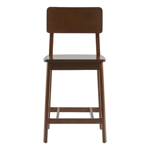 Pemberly Row 2-Piece Minimalist Solid Wood Counter Stool - Set of 2 - Walnut
