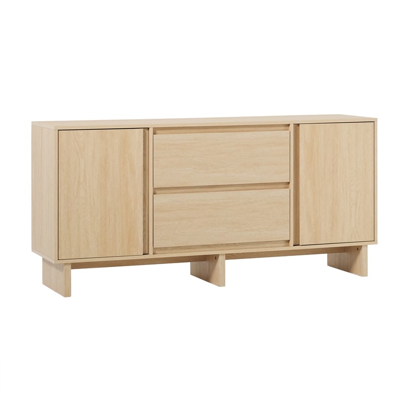 Pemberly Row Modern Beveled 2-Door 2-Drawer Wood Sideboard 63