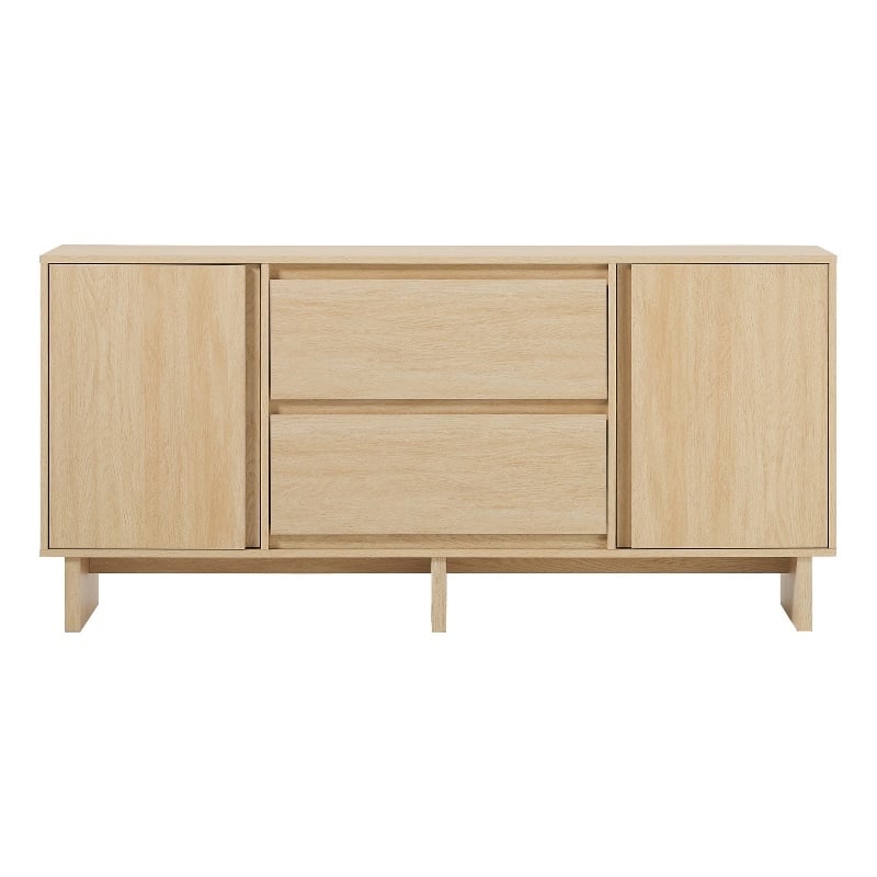 Pemberly Row Modern Beveled 2-Door 2-Drawer Wood Sideboard 63