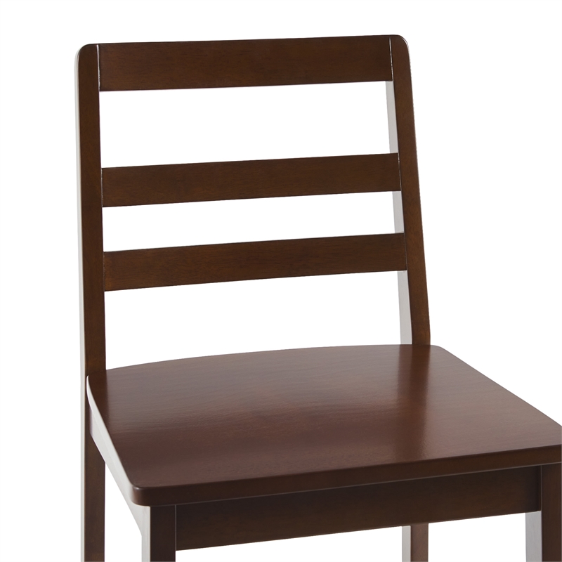 Pemberly Row Modern Solid Wood Ladder-Back Counter Stool - Set of 2 - Walnut