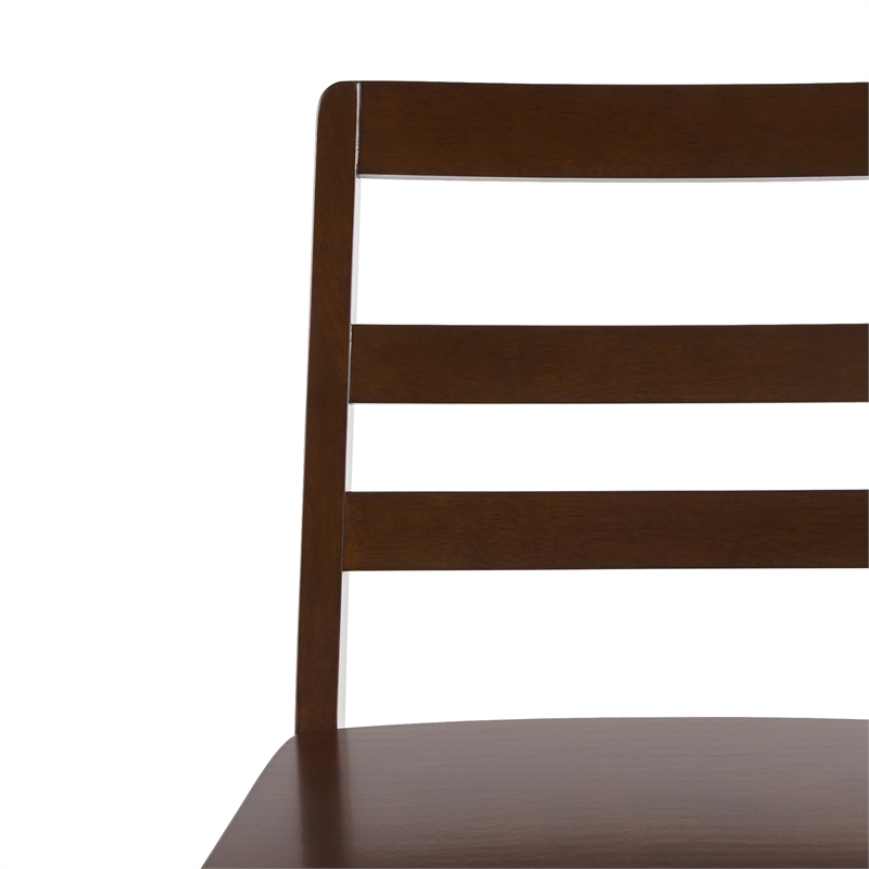 Pemberly Row Modern Solid Wood Ladder-Back Counter Stool - Set of 2 - Walnut