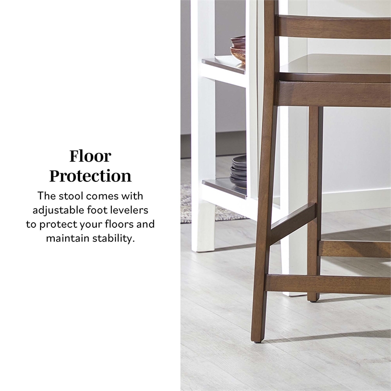 Pemberly Row Modern Solid Wood Ladder-Back Counter Stool - Set of 2 - Walnut