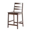 Pemberly Row Modern Solid Wood Ladder-Back Counter Stool - Set of 2 - Walnut