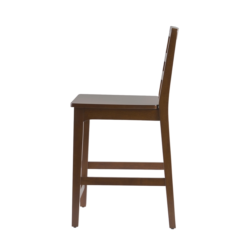 Pemberly Row Modern Solid Wood Ladder-Back Counter Stool - Set of 2 - Walnut