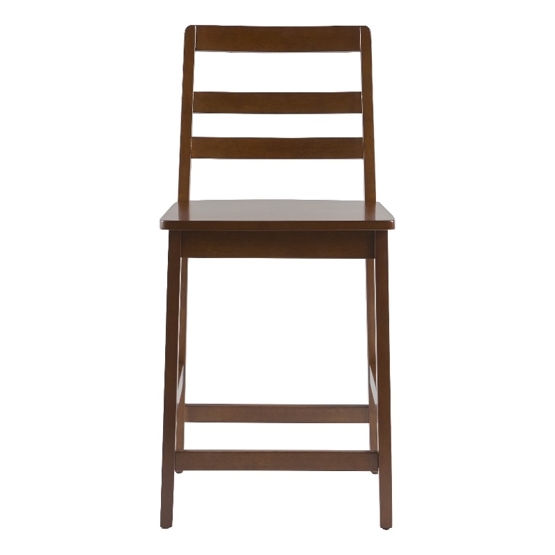 Pemberly Row Modern Solid Wood Ladder-Back Counter Stool - Set of 2 - Walnut