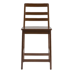 Pemberly Row Modern Solid Wood Ladder-Back Counter Stool - Set of 2 - Walnut
