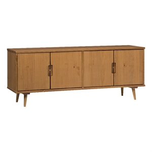 Pemberly Row 60&quot Simple 4-Door Solid Wood TV Stand in Caramel