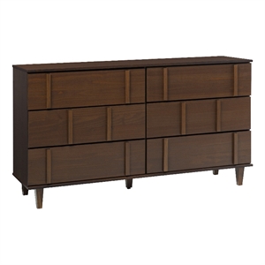 Pemberly Row 60&quot Modern 6-Drawer Solid Wood Dresser in Walnut