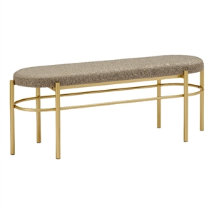 Pemberly Row 48&quot Metal Glam Bench with Cushion - Taupe / Gold