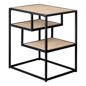 Pemberly Row 16&quot Contemporary Metal and Wood Side Table - Oak