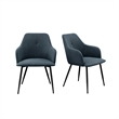 Pemberly Row Upholstered Metal Dining Arm Chair - Indigo Blue