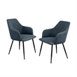 Pemberly Row Upholstered Metal Dining Arm Chair - Indigo Blue