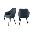 Pemberly Row Upholstered Metal Dining Arm Chair - Indigo Blue