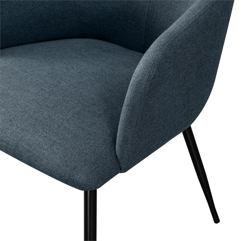 Pemberly Row Upholstered Metal Dining Arm Chair - Indigo Blue