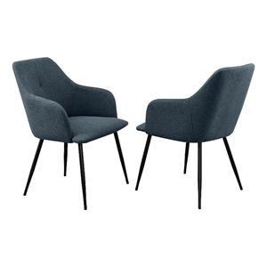 Pemberly Row Upholstered Metal Dining Arm Chair - Indigo Blue