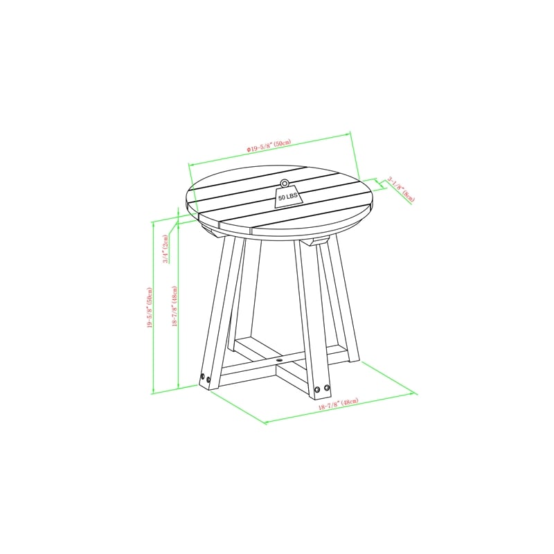 Pemberly Row Modern Slat Back Solid Wood Side Table - Natural