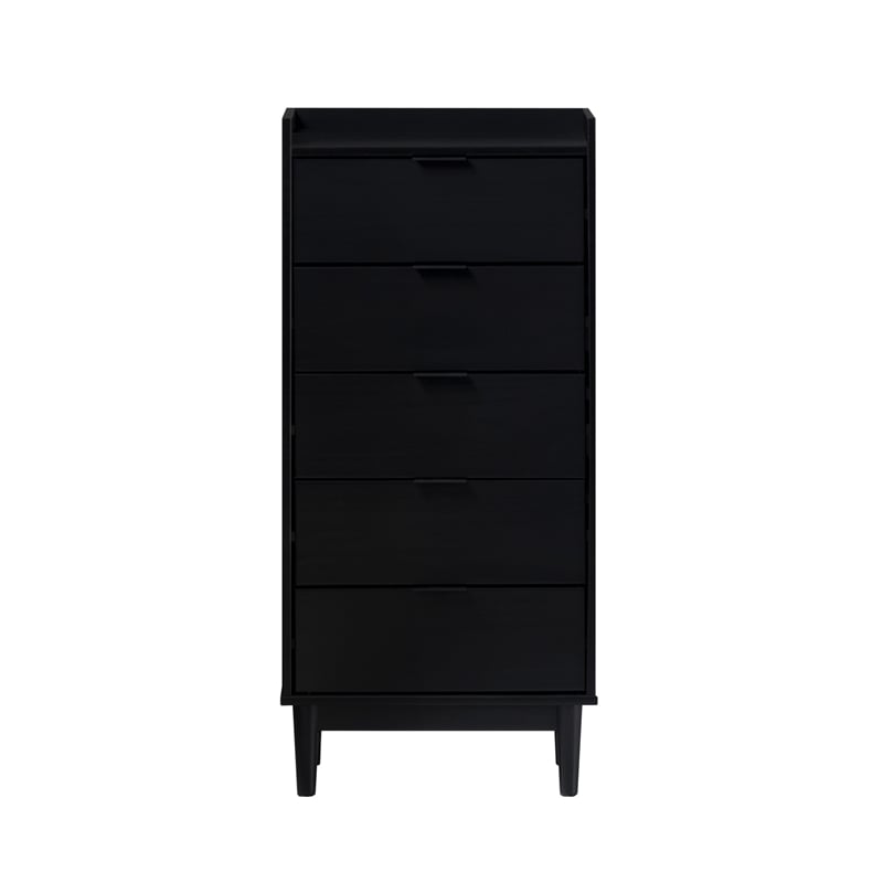 Pemberly Row 5-Drawer Tall Wood Bedroom Chest Dresser - Black