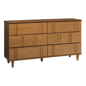 Pemberly Row 60&quot Modern 6-Drawer Solid Wood Dresser - Caramel