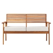 Pemberly Row Contemporary Outdoor Solid Wood Loveseat in Brown