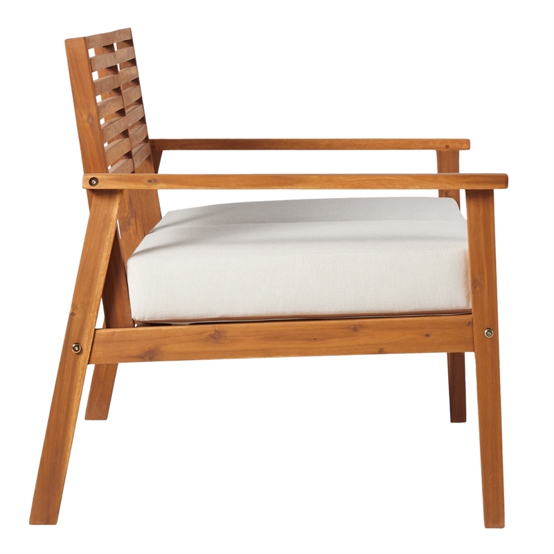Pemberly Row Contemporary Outdoor Solid Wood Loveseat in Brown
