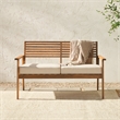 Pemberly Row Contemporary Outdoor Solid Wood Loveseat in Brown