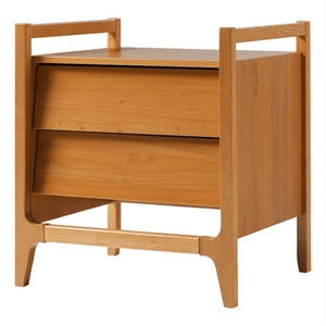Pemberly Row 22&quot Angle-Face Solid Wood 2-Drawer Nightstand - Caramel