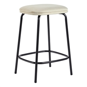 Pemberly Row 24&quot Upholstered Metal Counter Stool in Ivory (Set of 2)