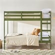 Pemberly Row Twin Over Twin Simple Solid Wood Bunk Bed - Olive Green