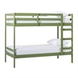 Pemberly Row Twin Over Twin Simple Solid Wood Bunk Bed - Olive Green