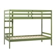 Pemberly Row Twin Over Twin Simple Solid Wood Bunk Bed - Olive Green
